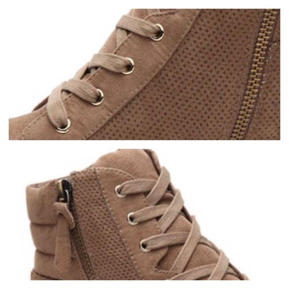 Steve Madden Tan & White Lynn Hi Top Lace & Zip Platform Sneaker Shoe 9 - Picture 9 of 9